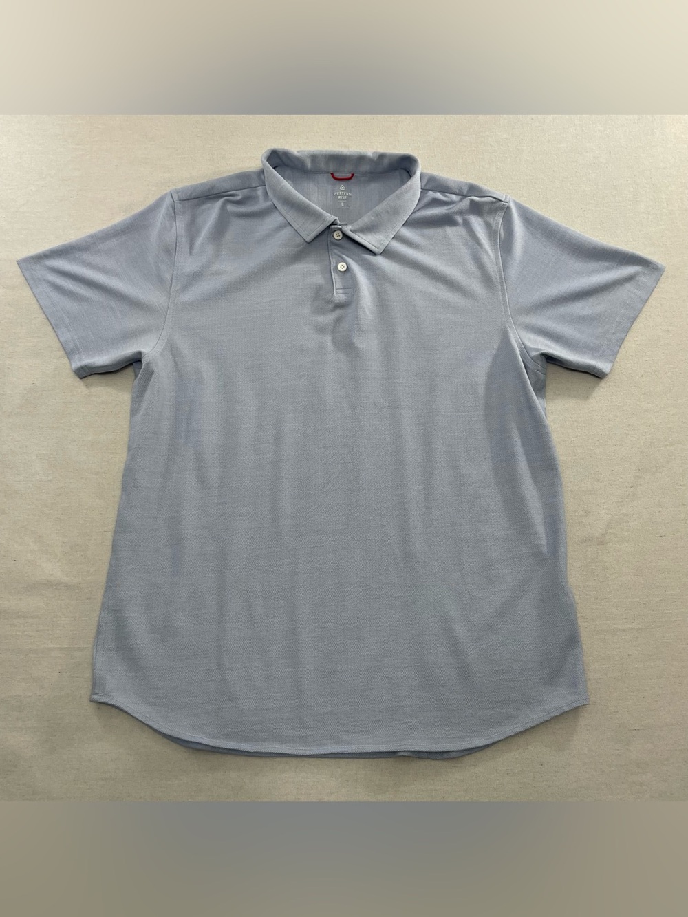 Western Rise Limitless Polo Shirt Mens Large Blue Merino Wool Blend Travel Golf